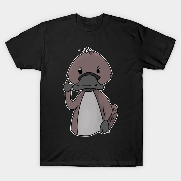 Grumpy Platypus Holding Middle finger funny gift T-Shirt by Mesyo